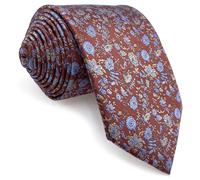 S&W SHLAX&WING Necktie for Men Red Medium Vermillion Blue Floral Tie Party Classic Size 57.5"×3.15"