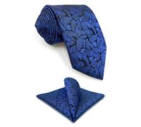 S&W SHLAX&WING Neckties for Men Black Navy Blue Patterned Geometric Tie Set Woven Classic Size 57.5"×3.15"