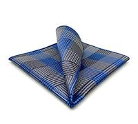 S&W SHLAX&WING Pocket Square Checkered Blue Large for Suit 12.6"