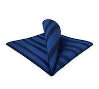 S&W SHLAX&WING Pocket Square for Men Stripes Two-Tone Navy Dark Royal Blue Elegant Business Formal 12.6" Large