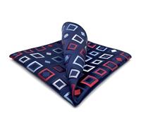 S&W SHLAX&WING Pocket Square for Men Suits Geometric Blue with Red White Pattern Satin for Gift