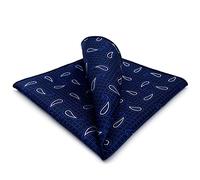 S&W SHLAX&WING Pocket Squares for Men Grooms Blue Navy Paisley