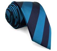 S&W SHLAX&WING Striped Necktie for Men Deep Blue Cerulean Stripes Ties for Business Suit Jacket Medium 57.5"