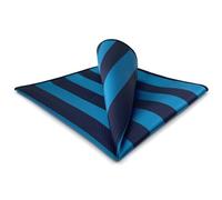 S&W SHLAX&WING Striped Pocket Square for Men Deep Blue Cerulean Stripes for Business Suit Jacket 12.6"