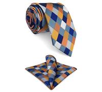 S&W SHLAX&WING Tie Set for Men Multicolored Checked Skinny Necktie with Pocket Square 2.36" Slim