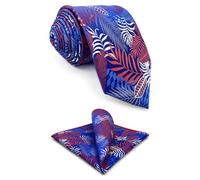 S&W SHLAX&WING Tie Set for Men Necktie Blue Red White Multicolor Geometric Pattern for Party Classic Size 57.5"×3.15"