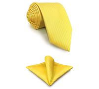 S&W SHLAX&WING Tie Set for Men Solid Color Yellow Golden Necktie with Pocket Square 6cm