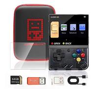 S_way Miyoo Mini Plus, Handheld Game Console 64G TF Card 25000+Games, 3.5 Inch IPS Screen, Support WiFi, Portable Game Console Open Source System, Game Console Emulator Bag, Clear Black/64g