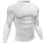 S - WHITE Adult Long Sleeve Baselayer Compression Shirt Unisex Training Gym Top