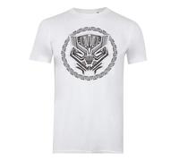 (S, White/Black) Black Panther Mens Logo T-Shirt