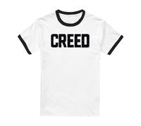 (S, White) Creed Unisex Adult Cracked Logo Ringer T-Shirt