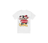 (S, White) Disney Mens Mickey & Minnie Mouse Christmas Sweater T-Shirt