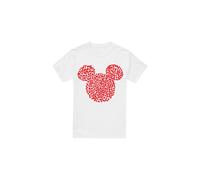 (S, White) Disney Mens Mickey Mouse Heart Ears Silhouette Valentine's Day T-Shirt