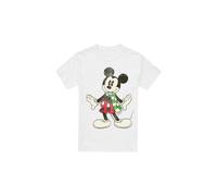 (S, White) Disney Mens Mickey Mouse Retro Scarf Christmas T-Shirt