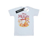 (S, White) Disney Mens Mulan Mushu Dragon Fire T-Shirt