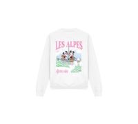 (S, White) Disney Unisex Adult Les Alpes Mickey Mouse Sweatshirt