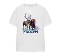 (S, White) Frozen Womens/Ladies Elsa Anna Kristoff Olaf Group Shot T-Shirt