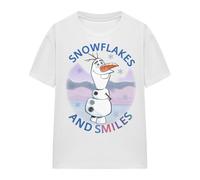 (S, White) Frozen Womens/Ladies Snowflakes And Smiles Olaf T-Shirt