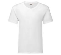 (S, White) Fruit Of The Loom Mens Original V Neck T-Shirt