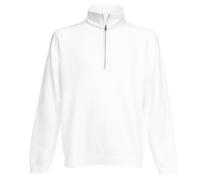 (S, White) Fruit Of The Loom Mens Zip Neck Sweatshirt
