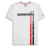 (S, White) Lambretta Mens Fade Racing Stripe Short Sleeve T-Shirt