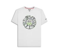 (S, White) Lambretta Mens Paisley Roundel Short Sleeve Crew Neck Cotton T-Shirt Top Tee