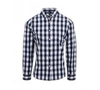 (S, White/Navy) Premier Womens/Ladies Mulligan Check Long Sleeve Shirt