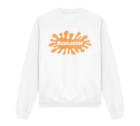 (S, White) Nickelodeon Unisex Adult Retro Splat Logo Sweatshirt