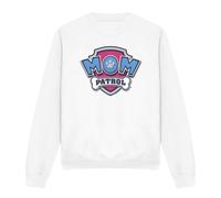 (S, White) Paw Patrol Unisex Adult Mom Patrol Badge Mothers Day Sweatshirt