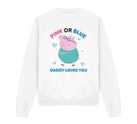 (S, White) Peppa Pig Unisex Adult Pink Or Blue Daddy Pig Loves You Sweatshirt