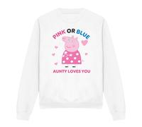 (S, White) Peppa Pig Womens/Ladies Pink Or Blue Aunty Pig Loves You Sweatshirt