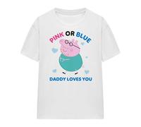 (S, White) Peppa Pig Womens/Ladies Pink Or Blue Daddy Pig Loves You T-Shirt