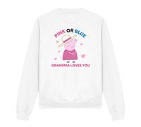 (S, White) Peppa Pig Womens/Ladies Pink Or Blue Grandma Pig Loves You Sweatshirt