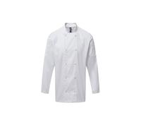 (S, White) Premier Mens Coolchecker Long-Sleeved Chef Jacket