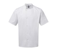 (S, White) Premier Unisex Adult Essential Short-Sleeved Chef Jacket