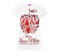 (S, White/Red) Disney Womens/Ladies Snow Foil T-Shirt