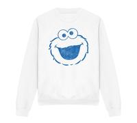(S, White) Sesame Street Unisex Adult Cookie Monster Mono Sweatshirt