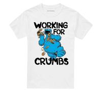 (S, White) Sesame Street Unisex Adult Cookie Monster T-Shirt