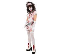 (S, White) Smiffys Womens/Ladies Zombie Nurse Costume Set