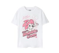 (S, White) Sonic The Hedgehog Womens/Ladies Amy's Bubblegum Short-Sleeved T-Shirt