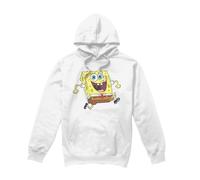 (S, White) SpongeBob SquarePants Mens Happy Running Hoodie