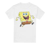 (S, White) SpongeBob SquarePants Mens Happy Running T-Shirt