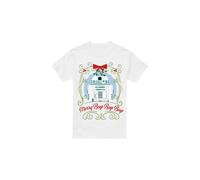 (S, White) Star Wars Mens Merry Beep Boop Beep R2-D2 Christmas T-Shirt