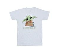 (S, White) Star Wars Mens The Mandalorian Grogu Snacks Meme T-Shirt