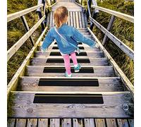 S&X Anti Slip Stair Treads, 12-Pack - 10cm x 61cm Pre-Cut Anti Slip Tape Outdoor Waterproof for All Slippery Surfaces - Weather Resistant Heavy Duty Non Slip Tape with Reflective Stripe