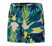 (S, Yellow/Blue/Green) Speedo Mens Leisure Leaf Print Swim Shorts