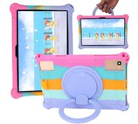 S YTALAND Tablet Case, Universal 10 Inch, Soft Silicone Cover with 360°Kickstand, Compatible with Sgin, Byybuo, ZZB, Feonal, Baken, Lville, Juninke Tablets, Carbon Fiber Pattern (Colorful Pink)