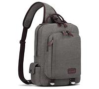 S-ZONE 14 Inch Laptop Shoulder Backpack Daypack Messenger Single Crossbody Chest Sling Bag Canvas Casual Satchel Outdoor for Men