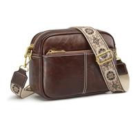 S-ZONE Medium Crossbody Bags for Women Girl Faux Leather Shoulder Handbag Purse with Wide Adjustable Strap