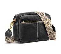S-ZONE Medium Crossbody Bags for Women Girl Faux Leather Shoulder Handbag Purse with Wide Adjustable Strap
